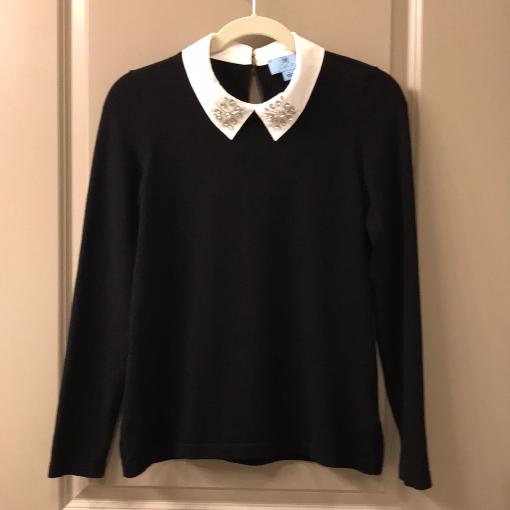 Cece Black Sweater with embellished collar